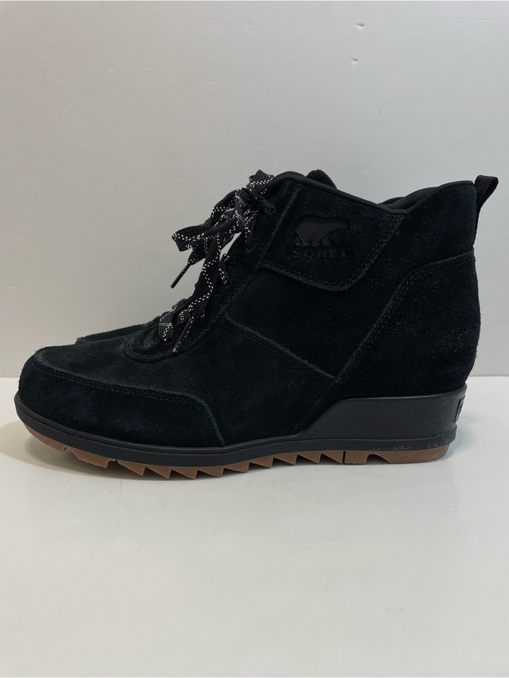 Sorel Evie Sport Lace Wedge Black Suede Women’s Booties Size 9.5 - Picture 6 of 11